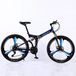 Bdclr Folding Bike Bdclr 24-speed dual disc brake front and rear shock absorber portable folding mountain bike, Blue, 24