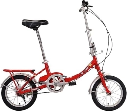 BEAUUP Mini 12 Inch Folding Bike, Quick Folding System with Variable for Youth Student Lightweight Aluminium Folding City Bike Red