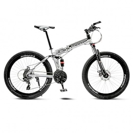 BEIGOO Folding Bike BEIGOO 24inch Folding Bike, Mountain Bike, Suitable For 150cm-170cm, Disc Brake, Full Suspension MTB, Mens Bicycle-30Speed-Black and White