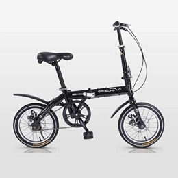 NOLOGO Bike Bicycle 14 Inch Folding Bicycle Children Road Bike Adult City Bike Mini Ultralight Bicycle High Load Bearing Adjustable (Color : Black)