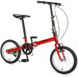 NOLOGO Bike Bicycle 16" Folding Bikes, High-carbon Steel Light Weight Folding Bike, Mini Single Speed Reinforced Frame Commuter Bike, Lightweight Portable (Color : Red)