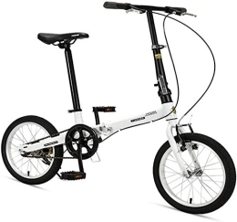 NOLOGO Bike Bicycle 16" Folding Bikes, High-carbon Steel Light Weight Folding Bike, Mini Single Speed Reinforced Frame Commuter Bike, Lightweight Portable (Color : White)