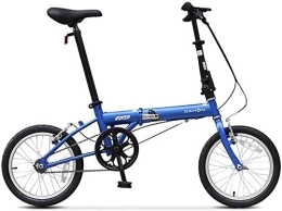 NOLOGO Folding Bike Bicycle 16" Mini Folding Bikes, Adults Men Women Students Light Weight Folding Bike, High-carbon Steel Reinforced Frame Commuter Bicycle (Color : Blue)