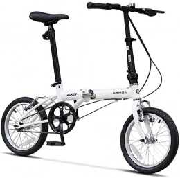 NOLOGO Folding Bike Bicycle 16" Mini Folding Bikes, Adults Men Women Students Light Weight Folding Bike, High-carbon Steel Reinforced Frame Commuter Bicycle (Color : White)