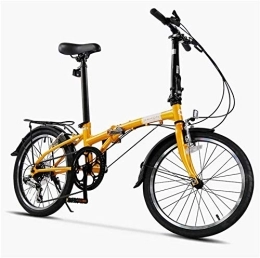 NOLOGO Folding Bike Bicycle 20" Folding Bike, Adults 6 Speed Light Weight Folding Bicycle, Lightweight Portable, High-carbon Steel Frame, Folding City Bike with Rear Carry Rack, Black (Color : Beige)