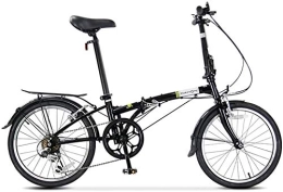 NOLOGO Bike Bicycle 20" Folding Bike, Adults 6 Speed Light Weight Folding Bicycle, Lightweight Portable, High-carbon Steel Frame, Folding City Bike with Rear Carry Rack, Black (Color : Black)