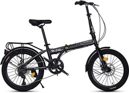 NOLOGO Bike Bicycle 20" Folding Bike, Adults Men Women 7 Speed Lightweight Portable Bikes, High-carbon Steel Frame, Foldable Bicycle with Rear Carry Rack, White (Color : Black)