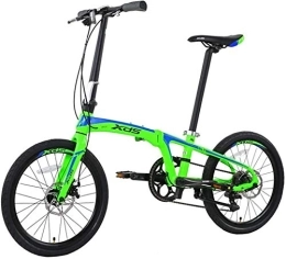 NOLOGO Folding Bike Bicycle 20" Folding Bikes, Adults Unisex 8 Speed Double Disc Brake Light Weight Folding Bike, Aluminum Alloy Lightweight Portable Bicycle (Color : Green)