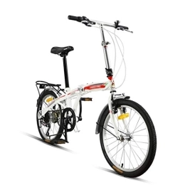 Liudan Folding Bike Bicycle 20-inch 7-speed high-carbon steel bow back frame fashion leisure folding car men and women commuter car student bicycle black red foldable bicycle (Color : White)