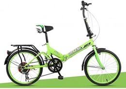 NOLOGO Folding Bike Bicycle 20 Inch Folding Bicycle Children Ultra Light Portable Men and Women Adults Shock Absorber Bicycle Commuting Bicycle Lightweight (Color : Green)