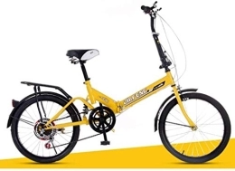 NOLOGO Folding Bike Bicycle 20 Inch Folding Bicycle Children Ultra Light Portable Men and Women Adults Shock Absorber Bicycle Commuting Bicycle Lightweight (Color : Yellow)