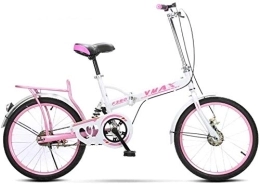 NOLOGO Folding Bike Bicycle 20 Inch Folding Bicycle Children Ultra Light Portable Men And Women Adults Shock Absorber Bicycle Student (Color : Pink)