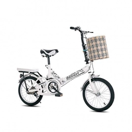 DHTOMC Folding Bike Bicycle 20-inch Folding Bike 7-Speed Comfortable Cycling Commuter Foldable Bicycle Women's Adult Student Car Bike Easy to Carry Lightweight High-Carbon Steel Frame Shock Damping (Color : White)
