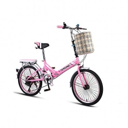 DHTOMC Bike Bicycle 20-inch Folding Bike 7-Speed Durable Cycling Commuter Foldable Bicycle Women's Adult Student Car Bike Easy to Carry Lightweight High-Carbon Steel Frame Shock Damping (Color : Pink)