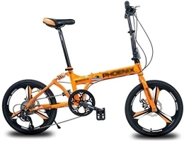 NOLOGO Folding Bike Bicycle 20 Inches Mountain Bikes Folding Bike Portable Shock Absorb Recreational Vehicle Male Female Bicycle Variable Speed Bicycle City Bike (Color : Yellow)