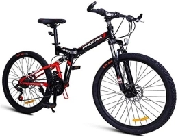 NOLOGO Folding Bike Bicycle 24-Speed Mountain Bikes, Folding High-carbon Steel Frame Mountain Trail Bike, Dual Suspension Kids Adult Mens Mountain Bicycle, Blue, 26Inch, Size:26Inch (Color : Red, Size : 26Inch)
