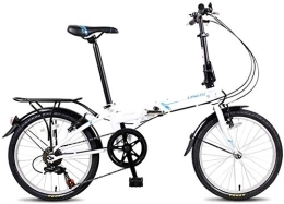 NOLOGO Folding Bike Bicycle Adults Folding Bikes, 20" 7 Speed Lightweight Portable Foldable Bicycle, High-carbon Steel Urban Commuter Bicycle with Rear Carry Rack (Color : White)