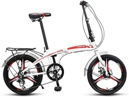 NOLOGO Folding Bike Bicycle Adults Folding Bikes, 20" High-carbon Steel Folding City Bike Bicycle, Foldable Bicycle with Rear Carry Rack, Double Disc Brake Bike, Red (Color : Red)
