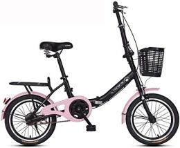 NOLOGO Bike Bicycle Commuting Bike Outdoor Folding Bicycle Adult Road Bike Portable City Bike Manned Bicycle Shock-absorbing Students Bike Lightweight (Color : Pink, Size : 16 inch)