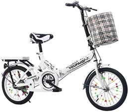 NOLOGO Bike Bicycle Foldable Lightweight Bike Folding Bicycle 16 Inch City Bike Kids Bicycle Road Bike Children Bike Fully Assembled Compact Bicycle (Color : White)