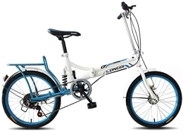 NOLOGO Folding Bike Bicycle Folding Bicycle Adult 20 Inch Ultra Light Portable Small Kid Students Shock Absorber Bicycle Commuter Style (Color : Blue)