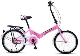 NOLOGO Bike Bicycle Folding Bicycle For Adult Shock Absorption Ultra Light Bicycle Small 20 Inch Male Youth Studen (Color : Pink)