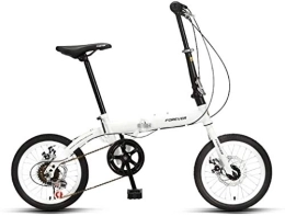 NOLOGO Folding Bike Bicycle Folding Bicycle Road Bike 16 Inch Bicycle Kids Bicycle Shock-absorbing Variable Speed Bike Adult City Bike Compact Bicycle Students Mini (Color : White, Size : 6 speed)