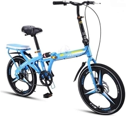 NOLOGO Folding Bike Bicycle Folding Bicycle Ultra Light Bicycle Portable Bicycle Variable Speed Shock Absorption Small Wheel 20 Inch Students (Color : Blue)