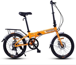 NOLOGO Folding Bike Bicycle Folding Bike, Adults Women Light Weight Foldable Bicycle, 20 Inch 7 Speed Mini Bikes, Reinforced Frame Commuter Bike, Aluminum Frame, Orange (Color : Orange)