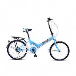 BIKESJN Folding Bike Bicycle Folding Bike for Adult Shock-absorb Bicycle Student Bicyclee Ultralight Carbon Steel 20 Inch ( Color : Blue , Size : Single speed )