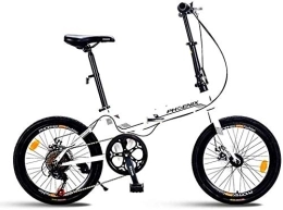 NOLOGO Folding Bike Bicycle Folding Bike Fully Assembled Bike Portable Shock Absorb Vehicle Male Female Bicycle Variable Speed Bicycle Adult Bicycle 20 Inch (Color : White)