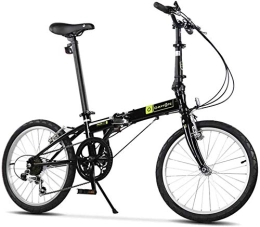 NOLOGO Bike Bicycle Folding Bikes, Adults 20" 6 Speed Variable Speed Foldable Bicycle, Adjustable Seat, Lightweight Portable Folding City Bike Bicycle, White (Color : Black)