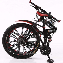 CDPC Bike Bicycle. Folding Mountain Bikes, Suspended Three-pole Folding Bikes. 21-speed Disc Brake Front Beam Package. Non-slip, White And Black. (Color : Black, Size : 24 inches)