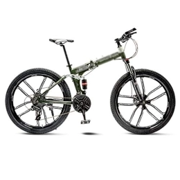  Bicycle Green Mountain Bike Bicycle 10 Spoke Wheels Folding 24 / 26 Inch Dual Disc Brakes (21 / 24 / 27 / 30 Speed) Men's bicycle (Color : 27 speed, Size : 24inch)