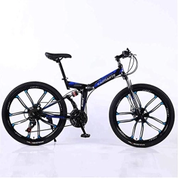 WEHOLY Bike Bicycle Mountain Bike, 24 Speed Dual Suspension Folding Bike, with 24 Inch 10-Spoke Wheels and Double Disc Brake, for Men and Woman, Black, 24speed