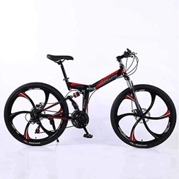 WEHOLY Bike Bicycle Mountain Bike, 24 Speed Dual Suspension Folding Bike, with 24 Inch 6-Spoke Wheels and Double Disc Brake, for Men and Woman, Black, 27speed