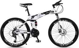 Generic Folding Bike Bicycle, Mountain Bike Child Bicycles 21 / 24 / 27 Speed Steel Frame 27.5 Inches 3-Spoke Wheels Dual Suspension Folding Bike, Black, 24speed