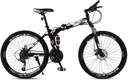 Generic Folding Bike Bicycle, Mountain Bike Child Bicycles 21 / 24 / 27 Speed Steel Frame 27.5 Inches 3-Spoke Wheels Dual Suspension Folding Bike, White, 21speed