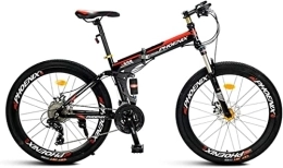 Generic Folding Bike Bicycle, Mountain Bike Child Bicycles 21 / 27 Speed Steel Frame 26 Inches Spoke Wheels Suspension Folding Bike, Black, 21speed