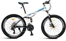 Generic Folding Bike Bicycle, Mountain Bike Child Bicycles 21 / 27 Speed Steel Frame 26 Inches Spoke Wheels Suspension Folding Bike, White, 21speed