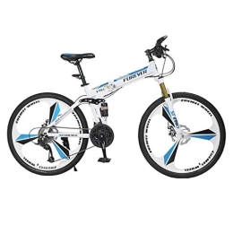 Waqihreu Bike Bicycle Mountain Bike For Teens, 26 Inch Bike Mountain Bikes 24 Speed Folding MTB Bike For Men / Women (White)