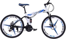 Generic Bike Bicycle, Mountain Bike Girl Boy Bicycles 26 Inch Folding bike with Sturdy Steel 6 Spokes Integrated Wheel Premium Full Suspension and 24 Speed Gear,
