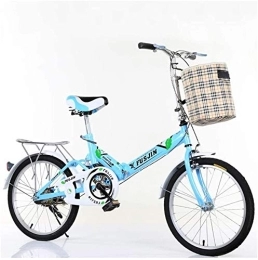 NOLOGO Folding Bike Bicycle New Folding Male And Female Bicycle 20 Inch Shock Absorption Adult Students Lightweight Ultra Light (Color : Blue)