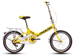 NOLOGO Folding Bike Bicycle Outdoor Folding Bicycle Compact City Bike Manned Bicycle Shock-absorbing Students Bike Lightweight Commuting Bike Shopper Bicycle Lovely Bike Adult (Color : Yellow)
