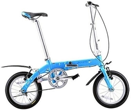 NOLOGO Folding Bike Bicycle Unisex Folding Bike, 14 Inch Mini Single-Speed Urban Commuter Bicycle, Foldable Compact Bicycle with Front and Rear Fenders (Color : Blue)