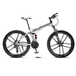  Folding Bike Bicycle White Mountain Bike Bicycle 10 Spoke Wheels Folding 24 / 26 Inch Dual Disc Brakes (21 / 24 / 27 / 30 Speed) Men's bicycle (Color : 30 speed, Size : 24inch)