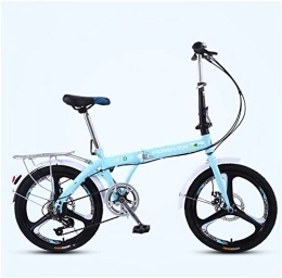 NOLOGO Bike Bicycle Women Folding Bike, 20 Inch 7 Speed Adults Foldable Bicycle Commuter, Light Weight Folding Bikes, High-carbon Steel Frame, Pink Three Spokes (Color : Blue Three Spokes)