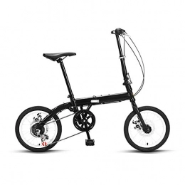 XYSQ Folding Bike Bicycles Adult Folding City Collapsible Bike, Unisex 16 Inch Wheel 6 Speed Mountain Bike, Suitable for Ladies Students, Office Workers, Lightweight Aluminum Frame, Shock Absorption ( Color : Black-a )