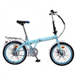 TYPO Folding Bike Bicycles Foldable Bicycle Outdoor Summer Travel Mountain Bike 16 / 20 Inch Boys And Girls Bicycle Ultralight Portable Speed ?Adjustable (Color: Blue, Size: 20inch)