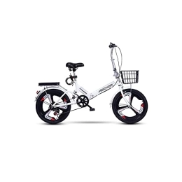  Folding Bike Bicycles for Adults 20 Inch 6 Speed Folding Bicycle Women's Adult Ultralight Variable Speed Portable Lightweight Adult Male Bicycle (Color : White)